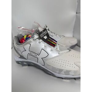 Under Armour NWT Turf Baseball Softball Cleats‎ White Silver Customize Laces